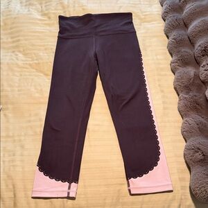Athleta Black and Pink Scalloped Leggings
